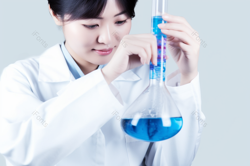 女医生拿着装着蓝色液体的烧杯,高清,摄影图,摄影图片,图片大全,摄影图免费下载